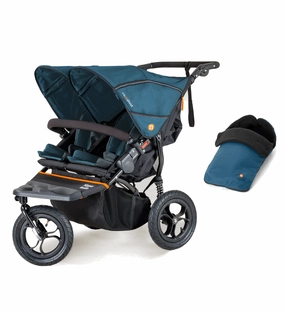 Out n About Nipper V5 Double Pushchair with Footmuff - Highland Blue