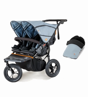 Out n About Nipper V5 Double Pushchair with Footmuff - Rocksalt Grey