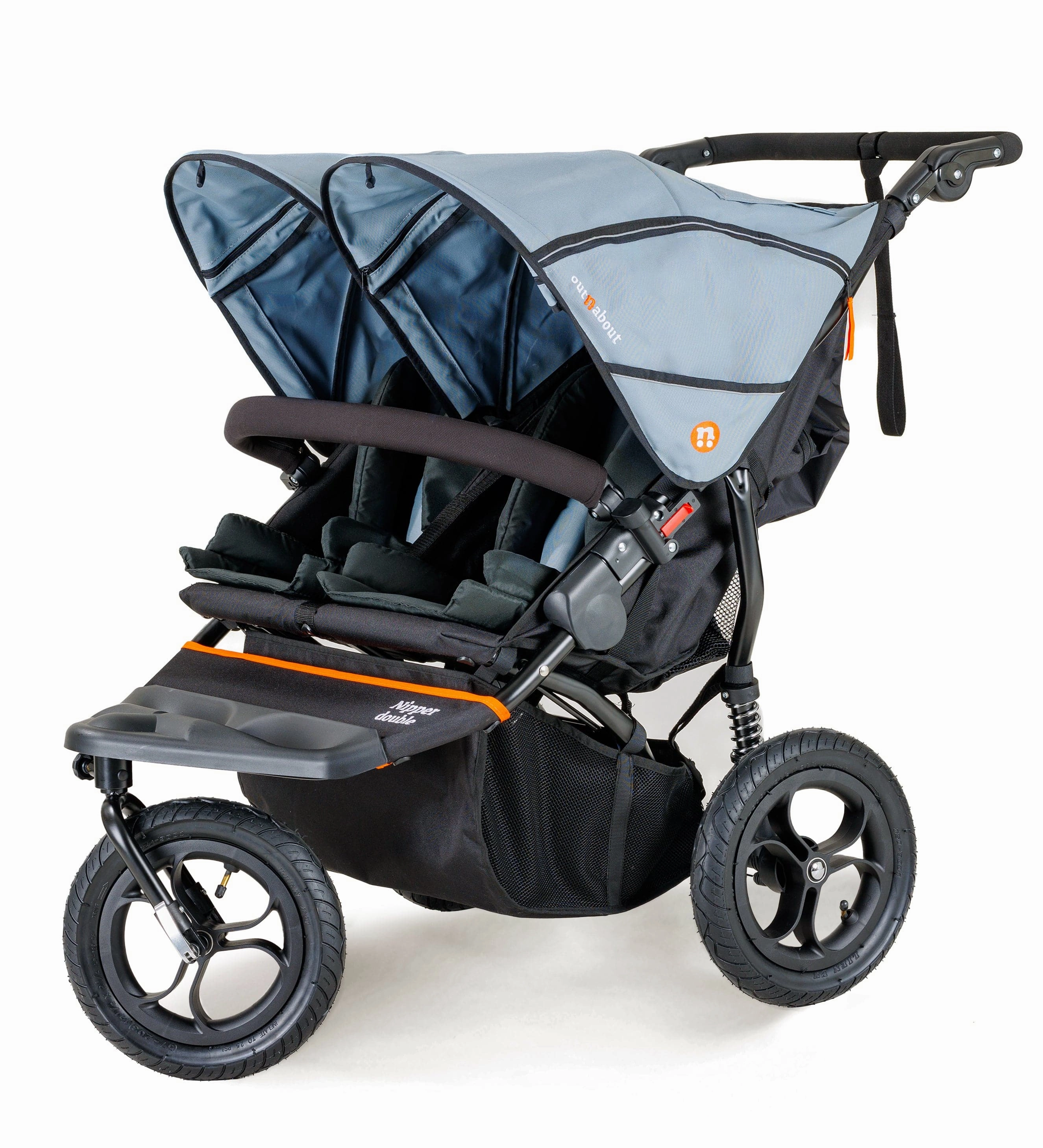 Out n About Nipper V5 Double Pushchair with Footmuff - Rocksalt Grey