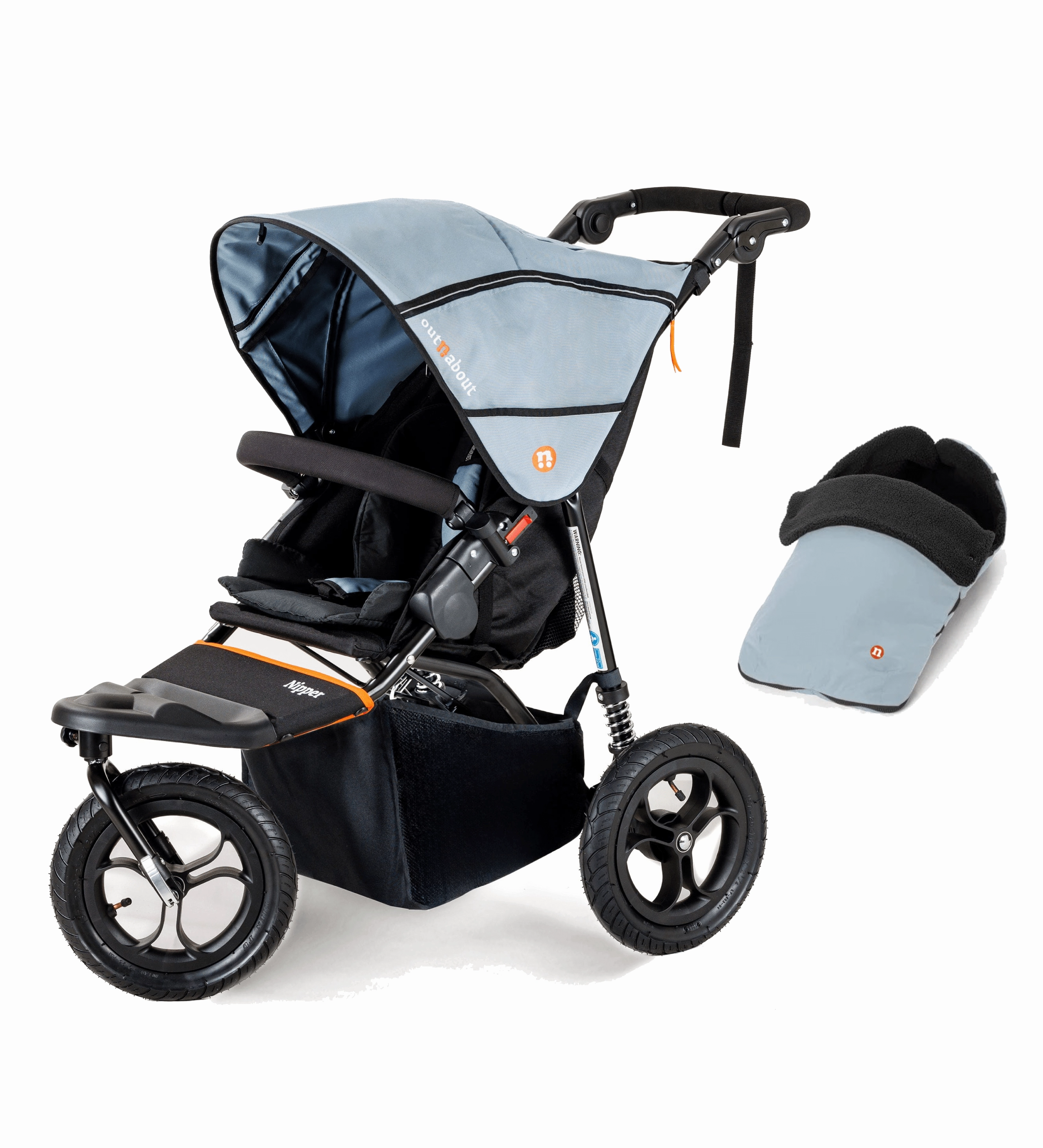 Out n About Nipper V5 Single Pushchair with Footmuff - Rocksalt Grey