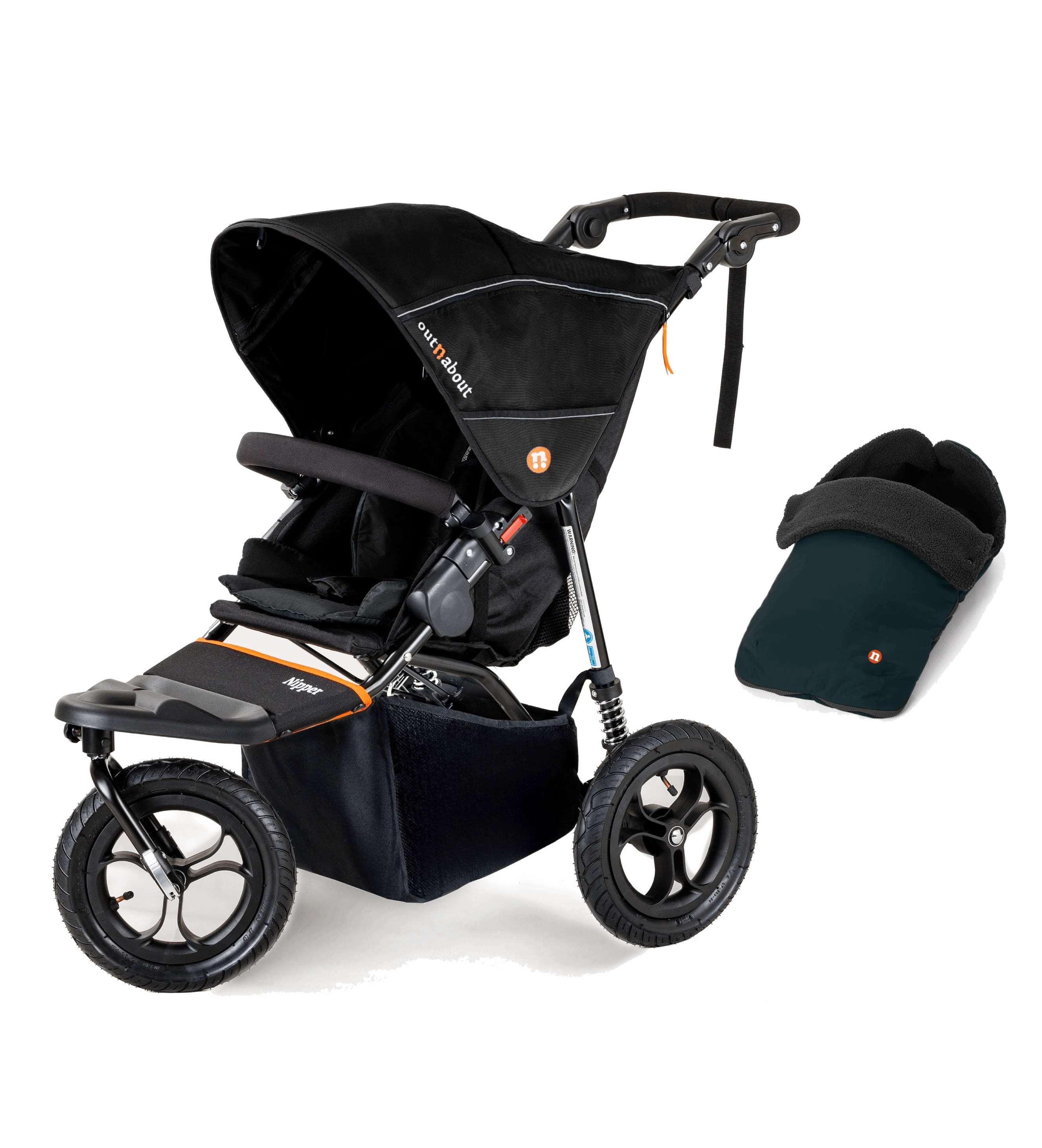 Out n About Nipper V5 Single Pushchair with Footmuff - Summit Black