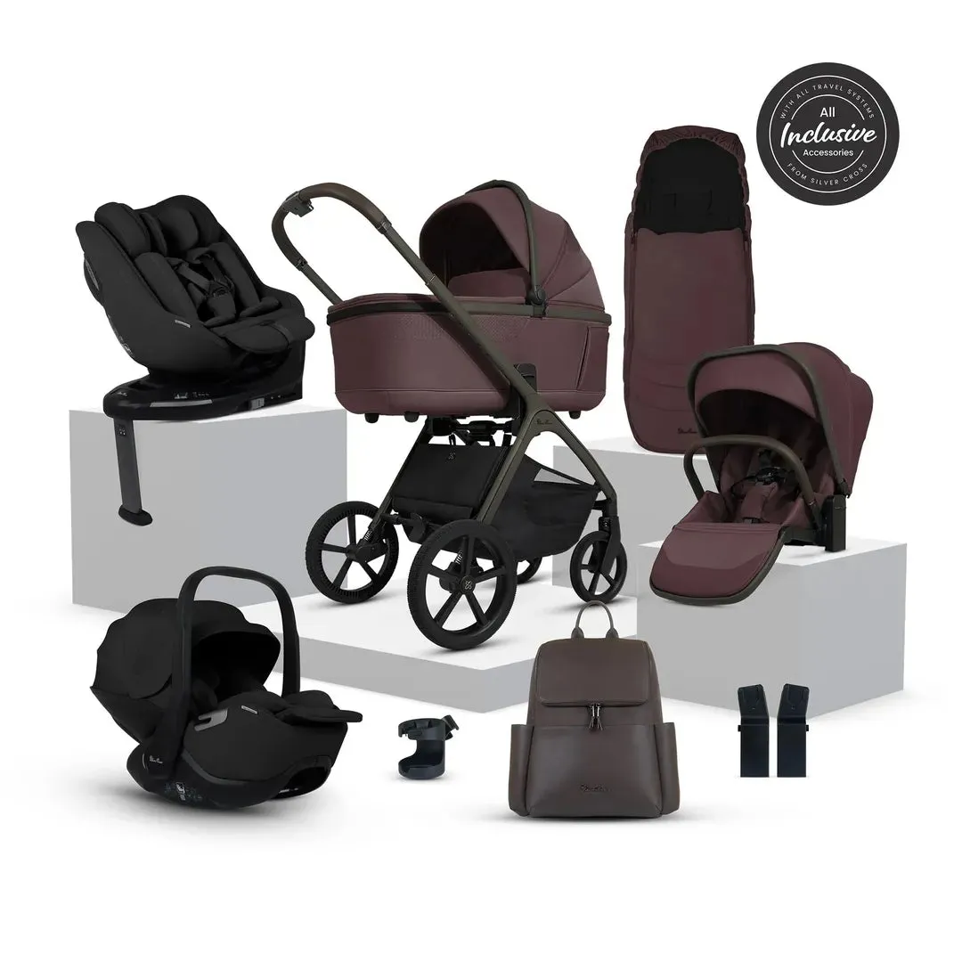 Silver Cross Cove Ultimate 360 Car Seat Family Bundle - Damson