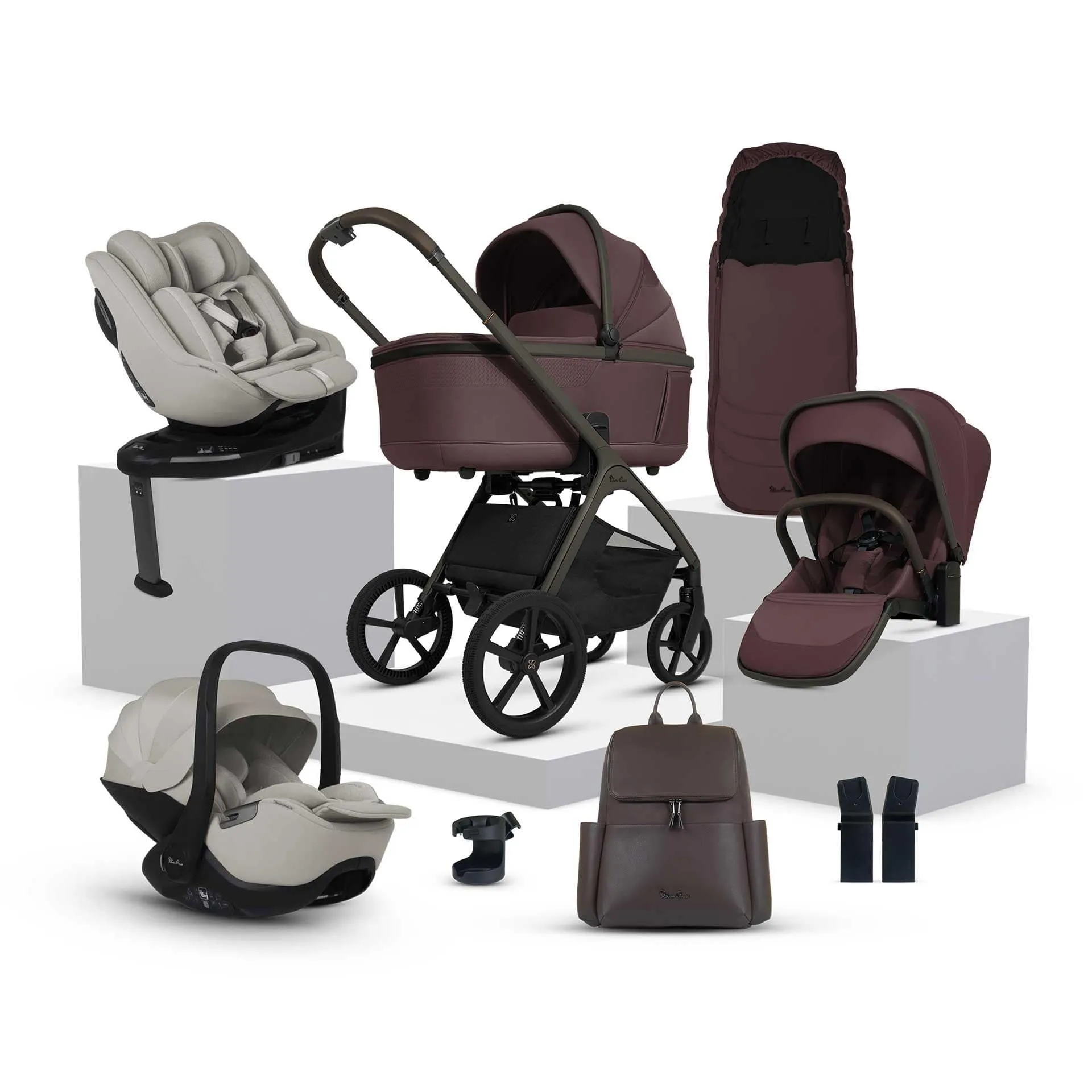 Silver Cross Cove Ultimate 360 Family Car Seat Bundle - Damson