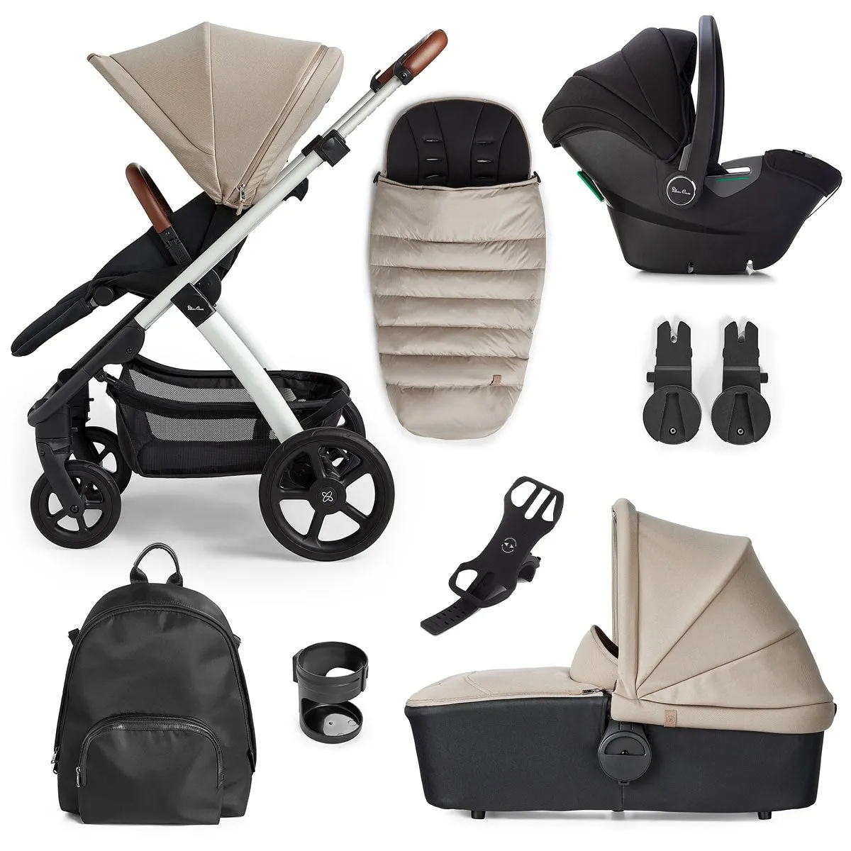 Silver Cross Tide 3-in-1 Dream Travel System   Free Accessories Pack Bundle, Stone