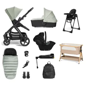Silver Cross Tide Ultimate Baby Bundle - Sage (Black Chassis)