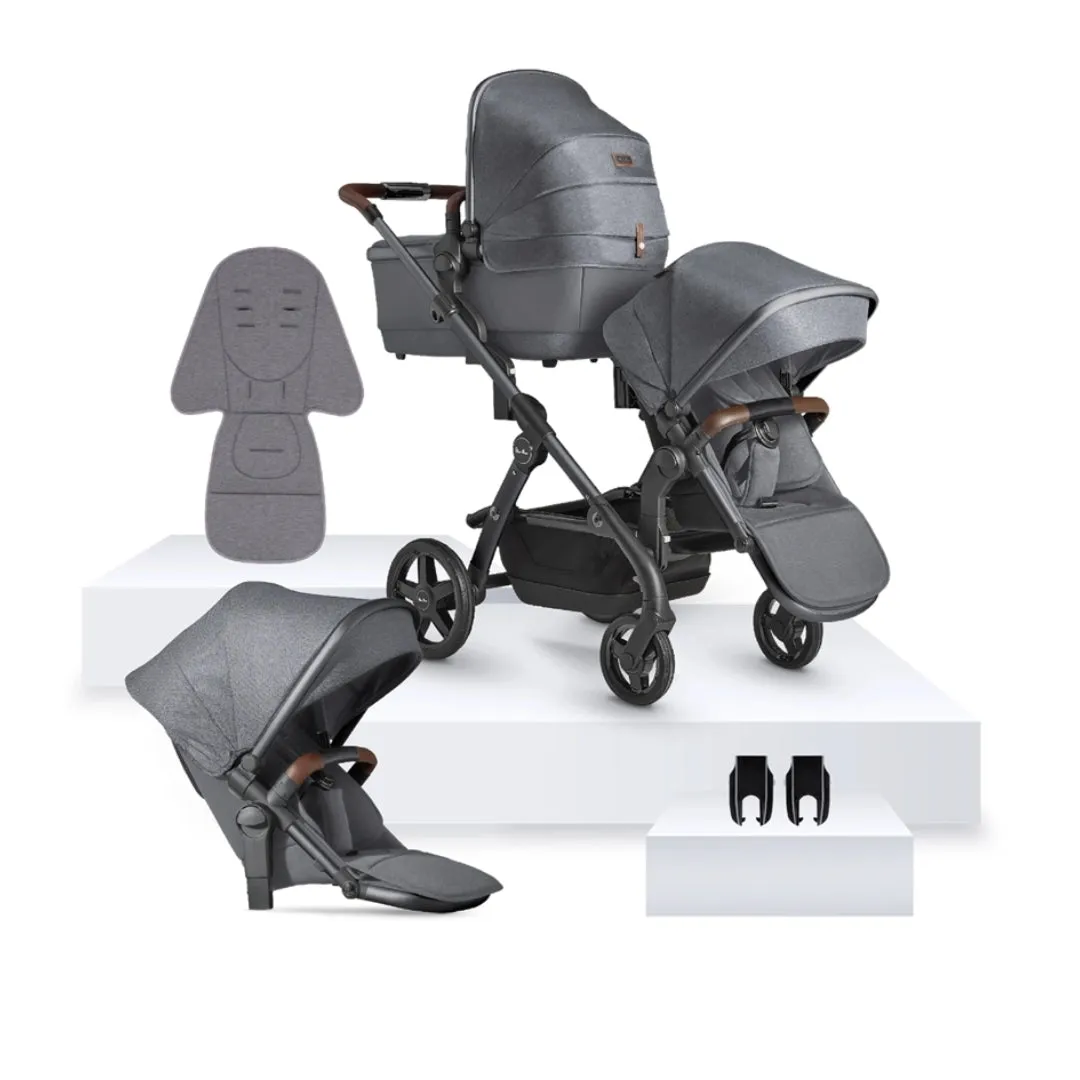 Silver Cross Wave 3 Single to Double Travel System (12 Piece) - Lunar
