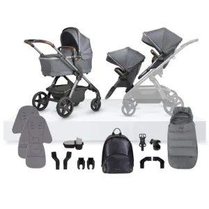 Silver Cross Wave 3 Single to Double Travel System Growing Family Bundle (20 Piece) - Lunar