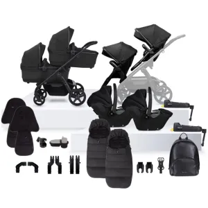 Silver Cross Wave 3 Travel System Twin Bundle (27 Piece) - Onyx