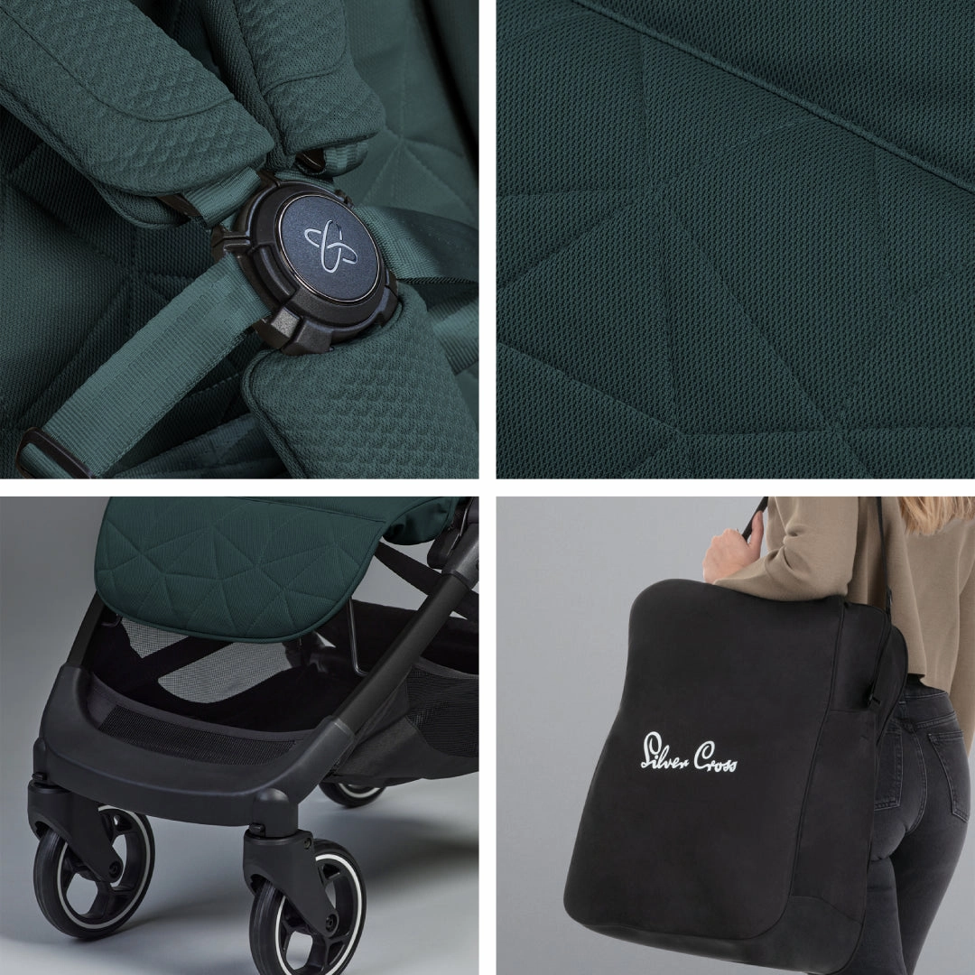Silver Cross Clic 2 Stroller & Accessory Bundle - Conifer