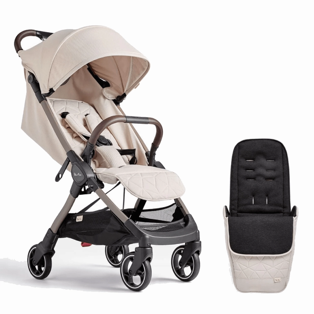 Silver Cross Clic Stroller and Footmuff - Almond