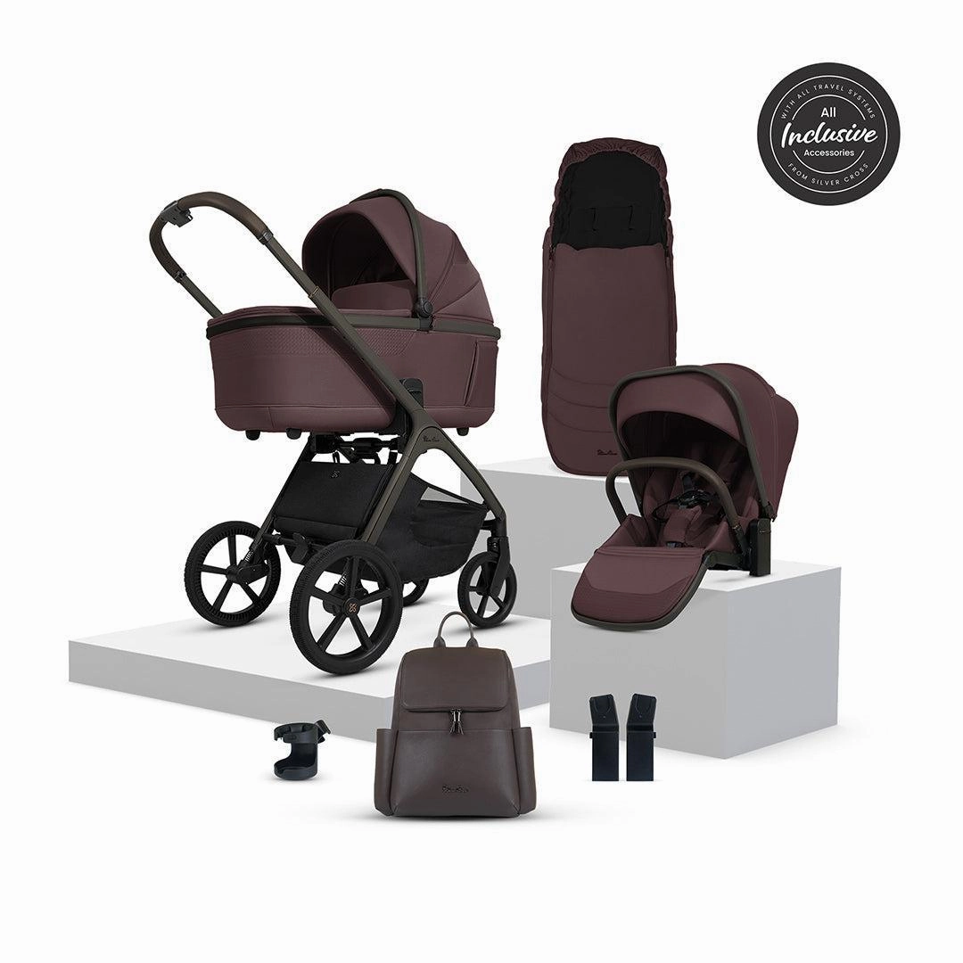 Silver Cross Cove Pushchair Accessory Bundle - Damson