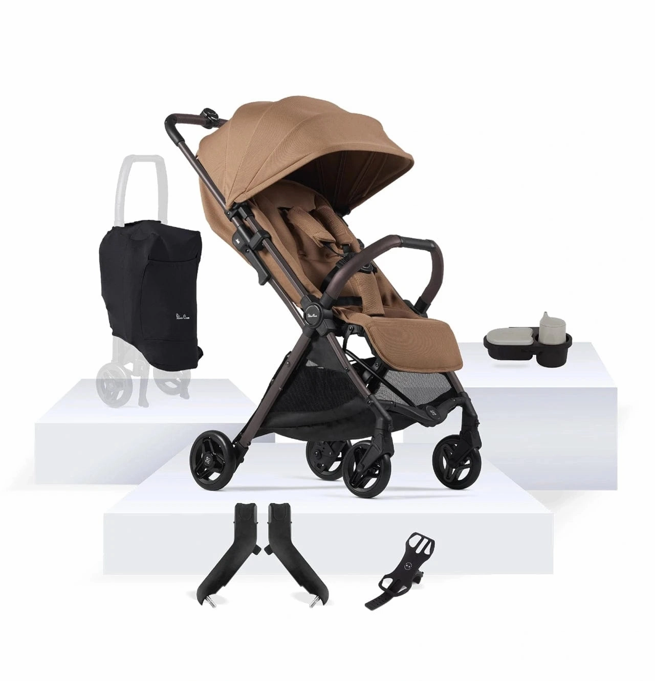 Silver Cross Jet 5 Stroller with Universal Accessory Bundle - Cinnamon