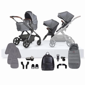 Silver Cross Wave 3 Single to Double Travel System Growing Family Bundle (20 Piece) - Lunar