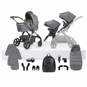 Silver Cross Wave 3 Single to Double Travel System Growing Family Bundle (20 Piece) - Lunar