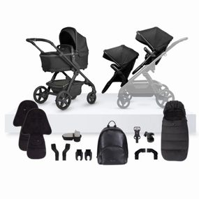 Silver Cross Wave 3 Single to Double Travel System Growing Family Bundle (20 Piece) - Onyx