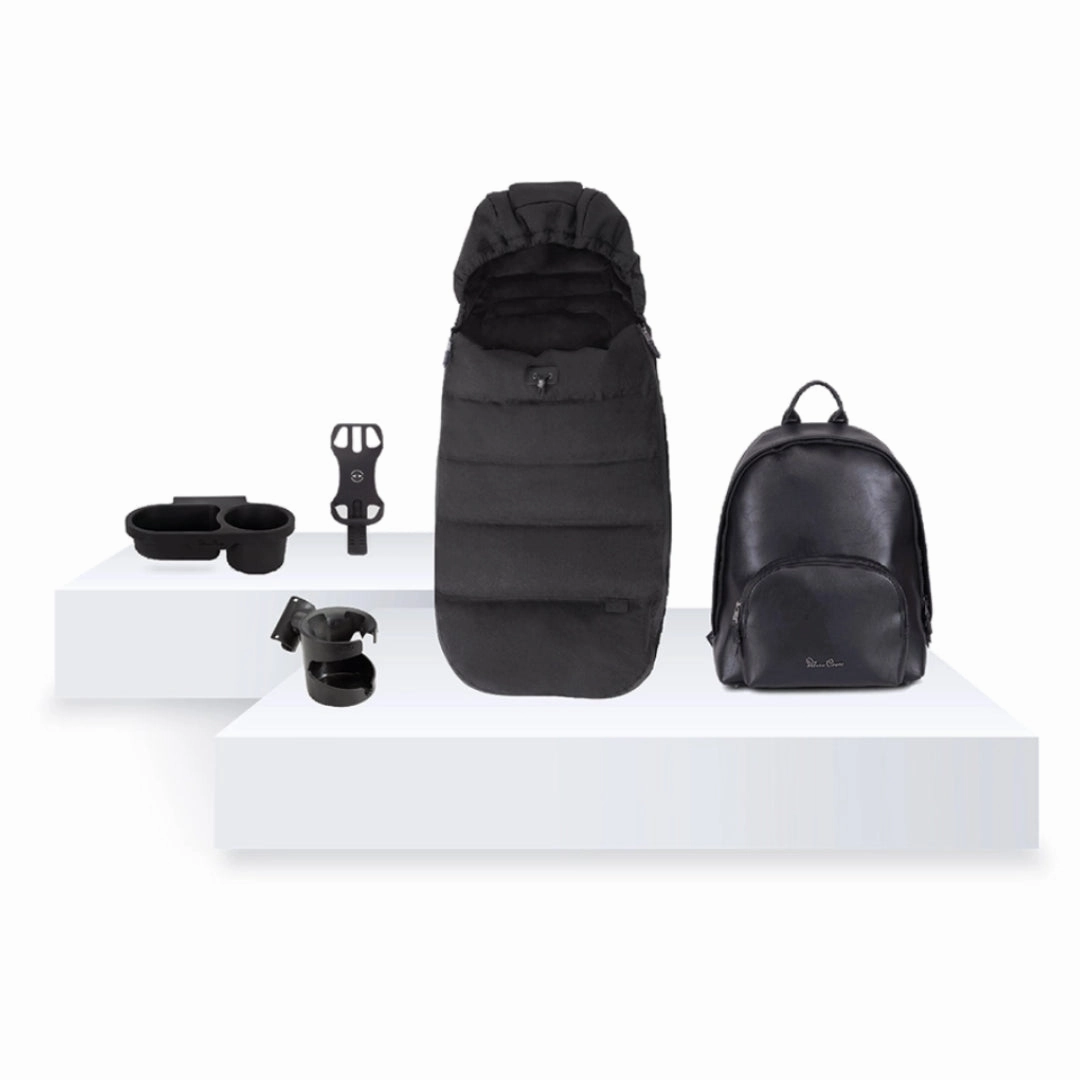 Silver Cross Wave 3 Single to Double Travel System Growing Family Bundle (20 Piece) - Onyx
