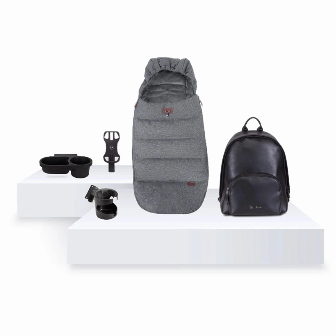 Silver Cross Wave 3 Single to Double Travel System Growing Family Bundle with Dream i-Size (22 Piece) - Lunar