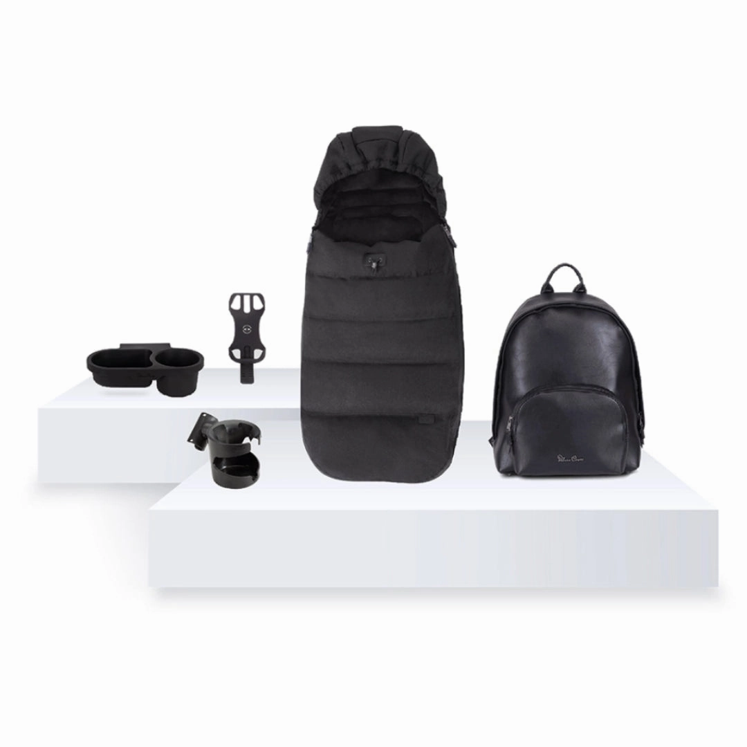 Silver Cross Wave 3 Single to Double Travel System Growing Family Bundle with Dream i-Size (22 Piece) - Onyx