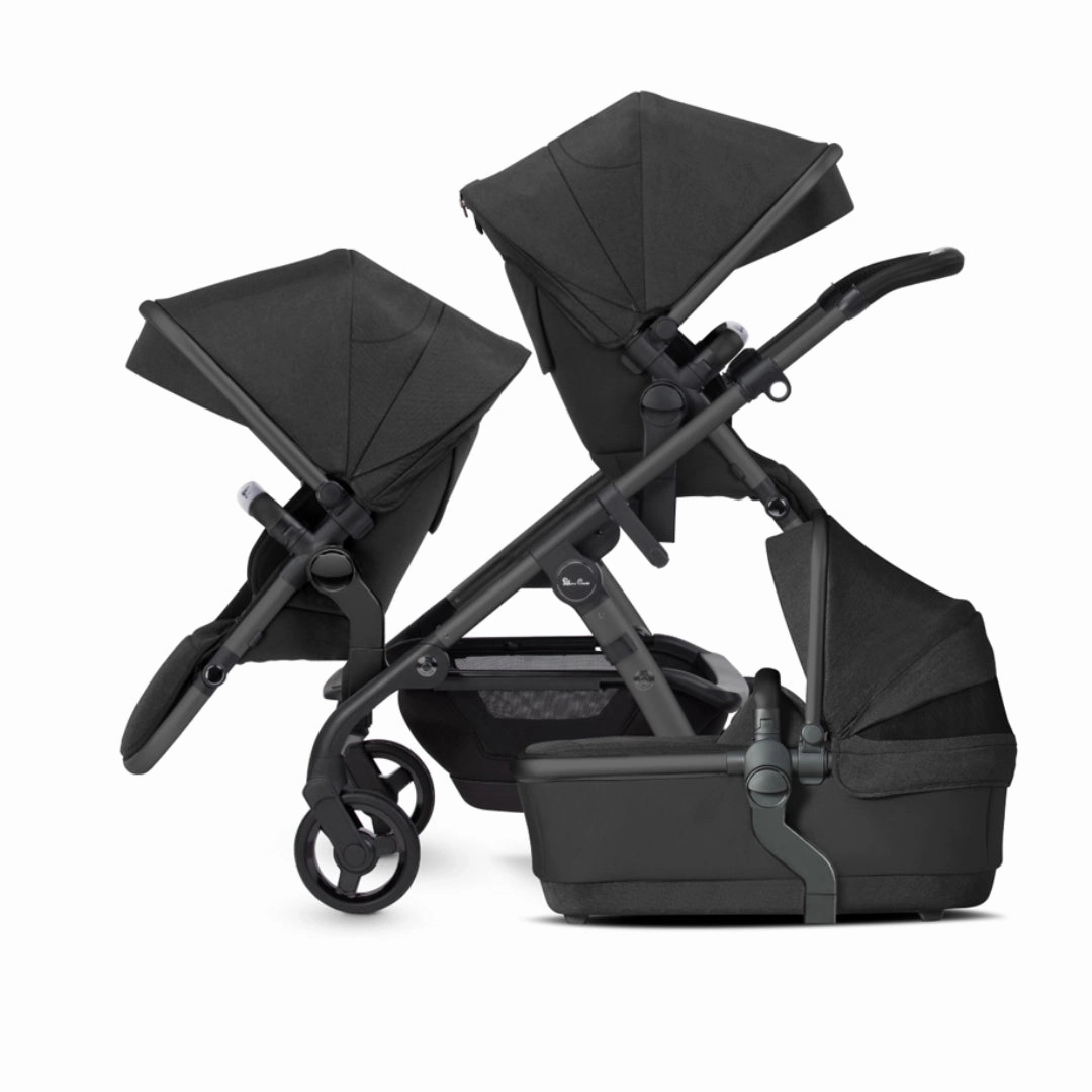 Silver Cross Wave 3 Single to Double Travel System Growing Family Bundle with Dream i-Size (22 Piece) - Onyx