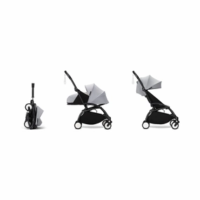 Stokke YOYO 0  6  Complete Baby Stroller Set - Black Frame with Stone 0  Newborn Pack & 6  Color Pack (Pre-Order; Est. Delivery in 4-6 Weeks)