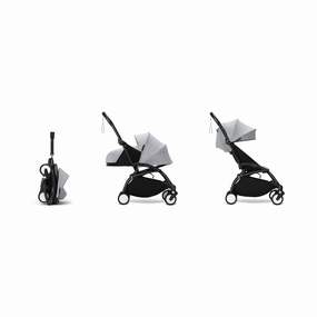 Stokke YOYO 0  6  Complete Baby Stroller Set - Black Frame with Stone 0  Newborn Pack & 6  Color Pack (Pre-Order; Est. Delivery in 4-6 Weeks)