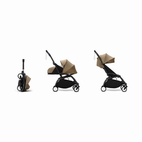 Stokke YOYO 0  6  Complete Baby Stroller Set - Black Frame with Toffee 0  Newborn Pack & 6  Color Pack