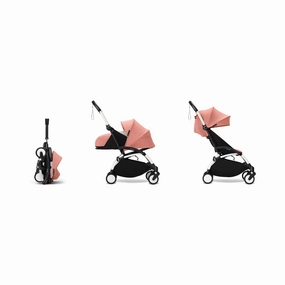 Stokke YOYO 0  6  Complete Baby Stroller Set - White Frame with Ginger 0  Newborn Pack & 6  Color Pack