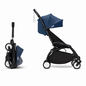 Stokke YOYO 6  Baby Stroller Set - Black Frame with Air France Blue 6  Color Pack