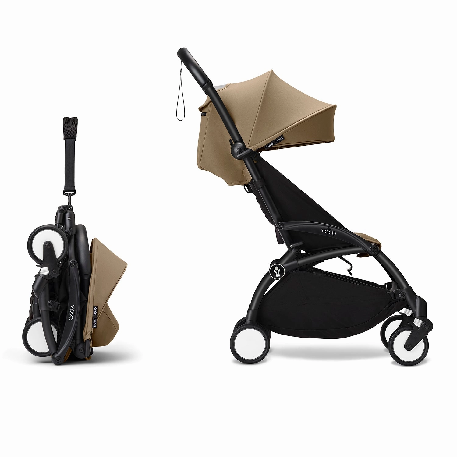 Stokke YOYO 6  Baby Stroller Set - Black Frame with Toffee 6  Color Pack