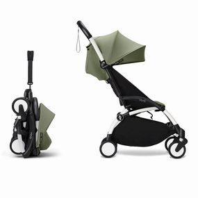 Stokke YOYO 6  Baby Stroller Set - White Frame with Olive 6  Color Pack