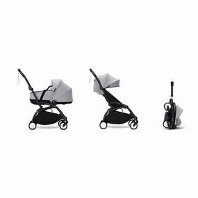 Stokke YOYO Newborn Shell 6  Complete Baby Stroller Set - Black Frame with Stone Newborn Shell & 6  Color Pack (Pre-Order; Est. Delivery in 4-6 Weeks)