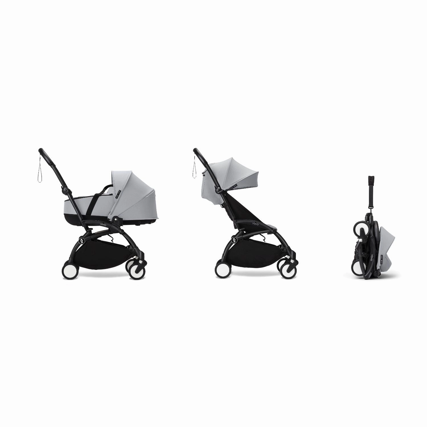 Stokke YOYO Newborn Shell 6  Complete Baby Stroller Set - Black Frame with Stone Newborn Shell & 6  Color Pack (Pre-Order; Est. Delivery in 4-6 Weeks)