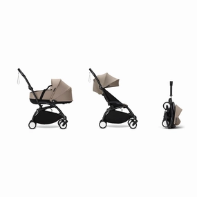 Stokke YOYO Newborn Shell 6  Complete Baby Stroller Set - Black Frame with Taupe Newborn Shell & 6  Color Pack (Pre-Order; Est. Delivery in 4-6 Weeks)