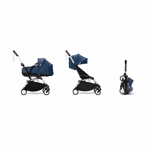 Stokke YOYO Newborn Shell 6  Complete Baby Stroller Set - White Frame with Aqua Newborn Shell & 6  Color Pack