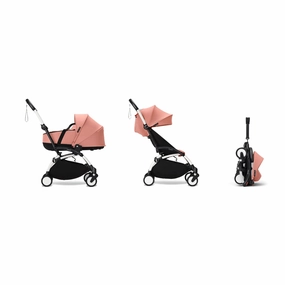 Stokke YOYO Newborn Shell 6  Complete Baby Stroller Set - White Frame with Ginger Newborn Shell & 6  Color Pack (Pre-Order; Est. Delivery in 4-6 Weeks)