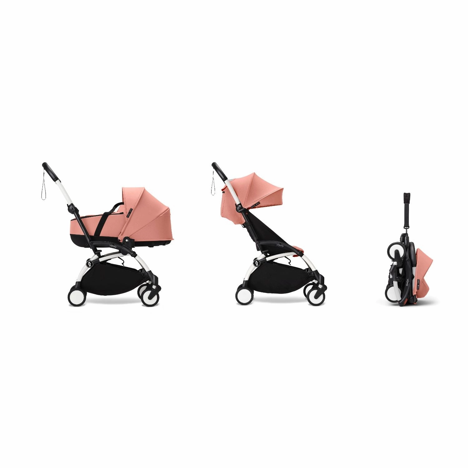 Stokke YOYO Newborn Shell 6  Complete Baby Stroller Set - White Frame with Ginger Newborn Shell & 6  Color Pack (Pre-Order; Est. Delivery in 4-6 Weeks)