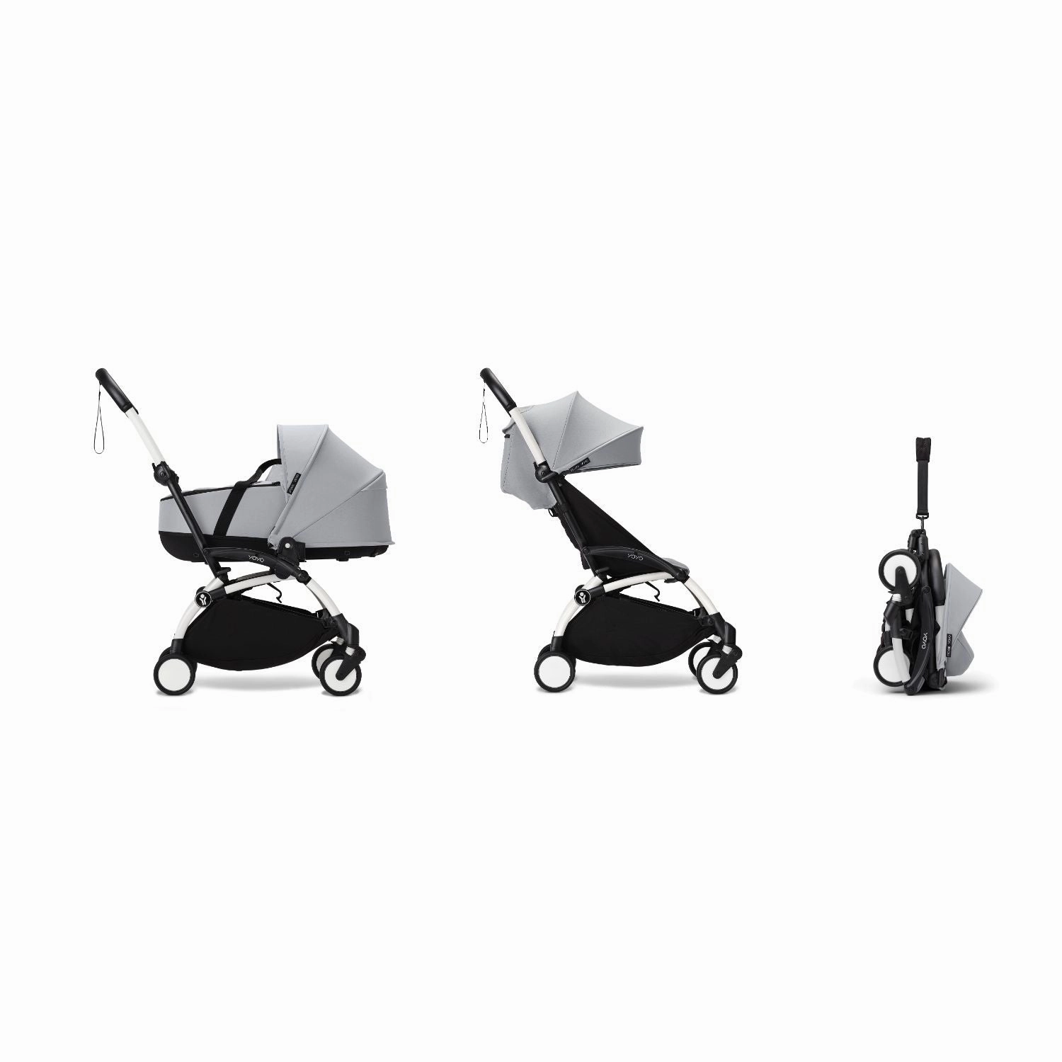 Stokke YOYO Newborn Shell 6  Complete Baby Stroller Set - White Frame with Stone Newborn Shell & 6  Color Pack (Pre-Order; Est. Delivery in 4-6 Weeks)