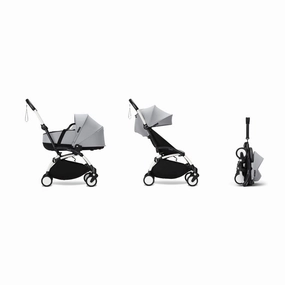 Stokke YOYO Newborn Shell 6  Complete Baby Stroller Set - White Frame with Stone Newborn Shell & 6  Color Pack (Pre-Order; Est. Delivery in 4-6 Weeks)