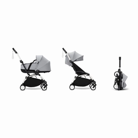 Stokke YOYO Newborn Shell 6  Complete Baby Stroller Set - White Frame with Stone Newborn Shell & 6  Color Pack (Pre-Order; Est. Delivery in 4-6 Weeks)