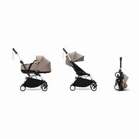 Stokke YOYO Newborn Shell 6  Complete Baby Stroller Set - White Frame with Taupe Newborn Shell & 6  Color Pack (Pre-Order; Est. Delivery in 4-6 Weeks)