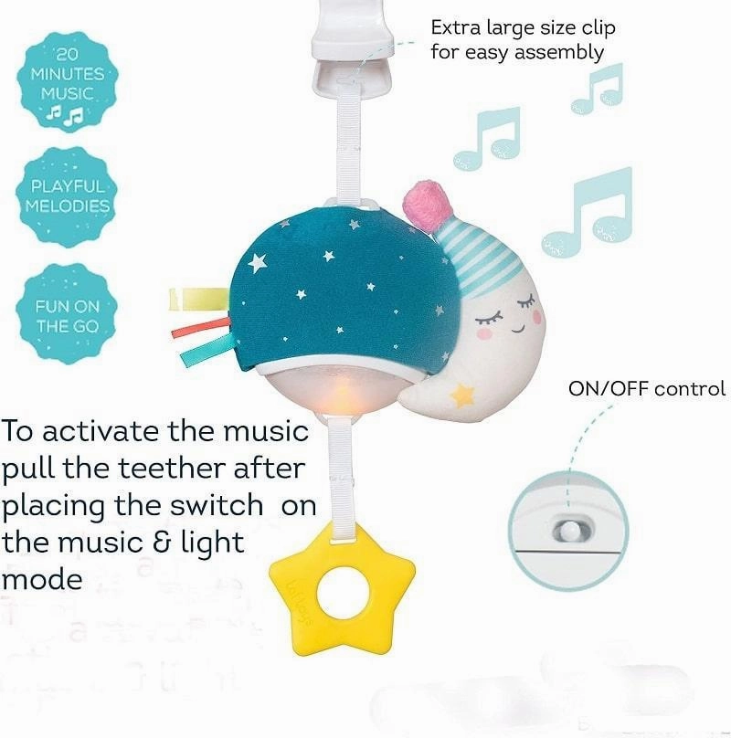 Taf Toys My Musical Mini Moon Hookable Baby Toy with Music and Light