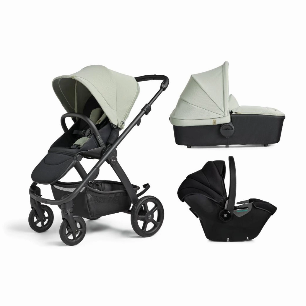 Tide seat unit/Black chassis/Carrycot (with D Ring)/Dream Car Seat/adaptor - Sage