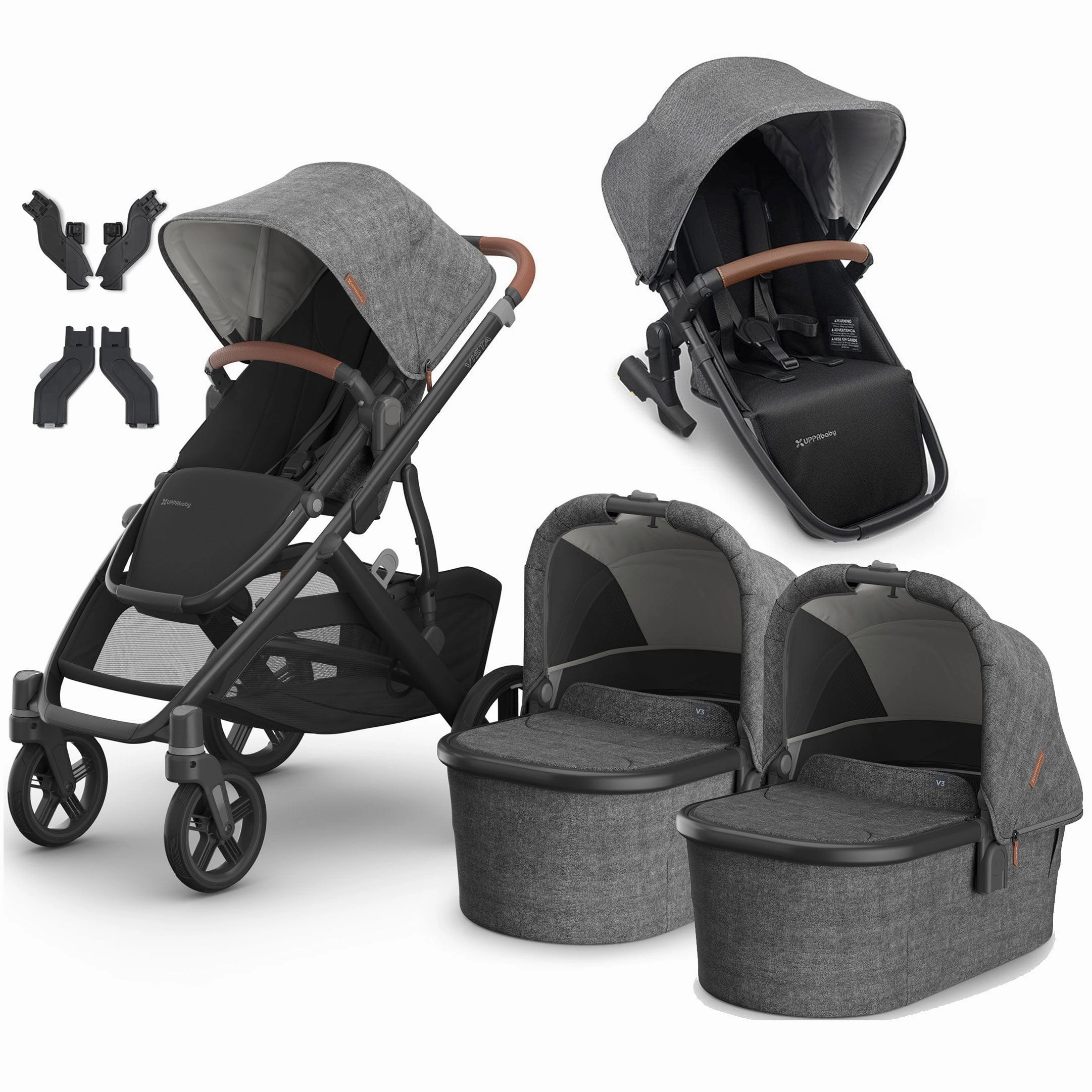 Uppababy Vista V3 Twin Pram - Greyson