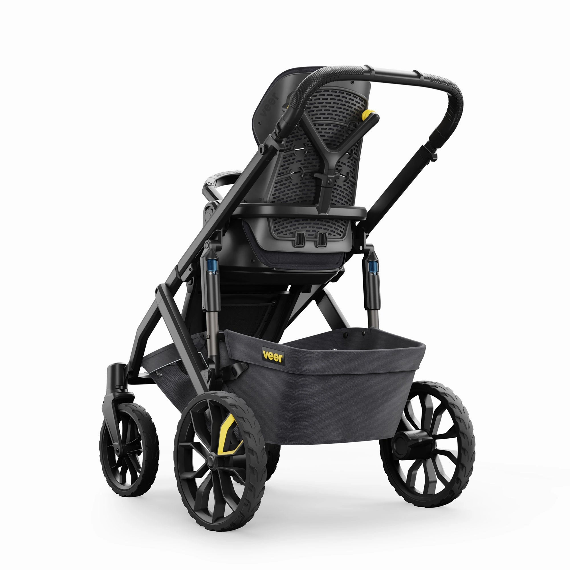 Veer Switch&Roll Leather Kit Luxe Bundle - &Roll Stroller Frame / Switchback Seat Luxe / Genuine Napa Leather Grips for Handle and Armbar - Saddle