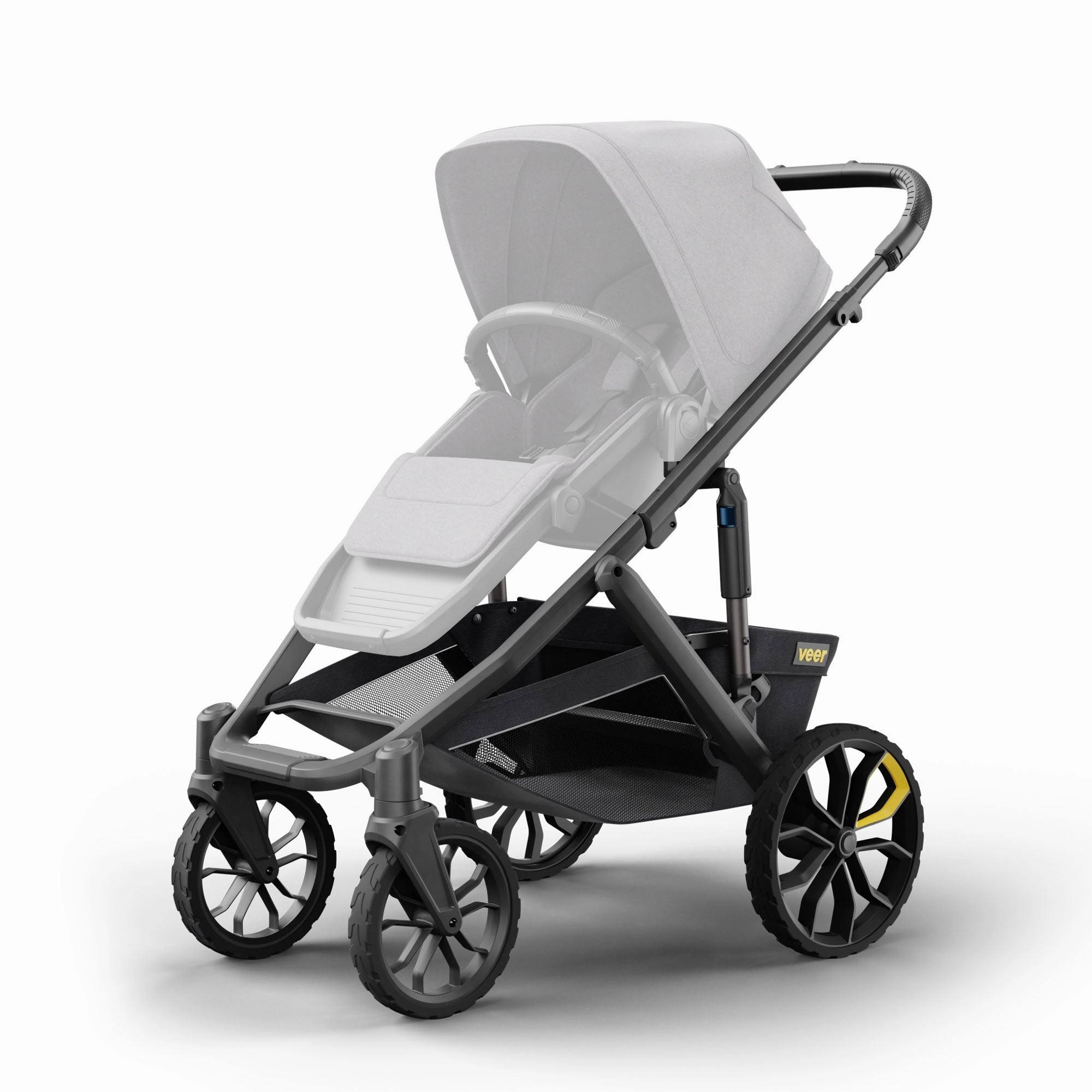 Veer Switch&Roll Leather Kit Luxe Bundle - &Roll Stroller Frame / Switchback Seat Luxe / Genuine Napa Leather Grips for Handle and Armbar - Saddle