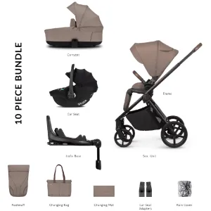 Venicci Claro 3 In 1   Isofix Base The Complete Travel System Bundle - Almond