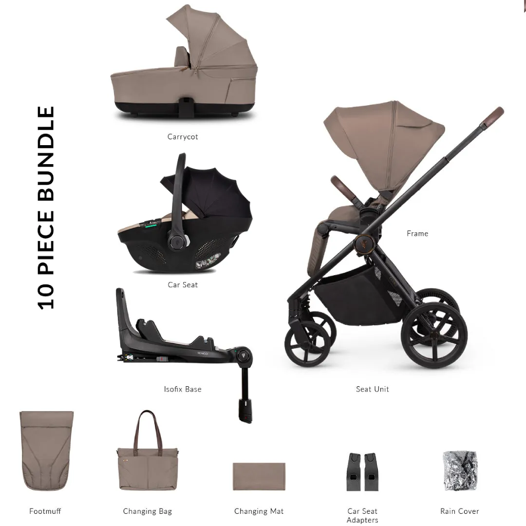 Venicci Claro 3 In 1   Isofix Base The Complete Travel System Bundle - Almond