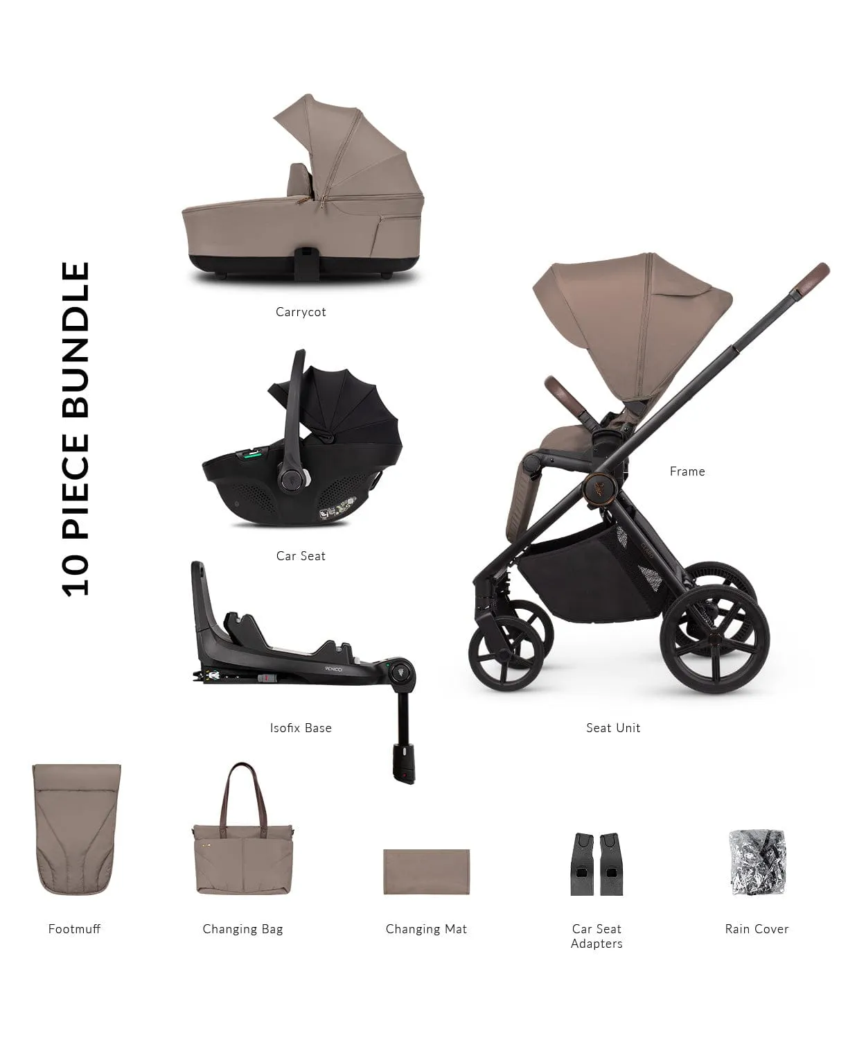 Venicci Claro 4in1 (Tiago) Travel System - Almond