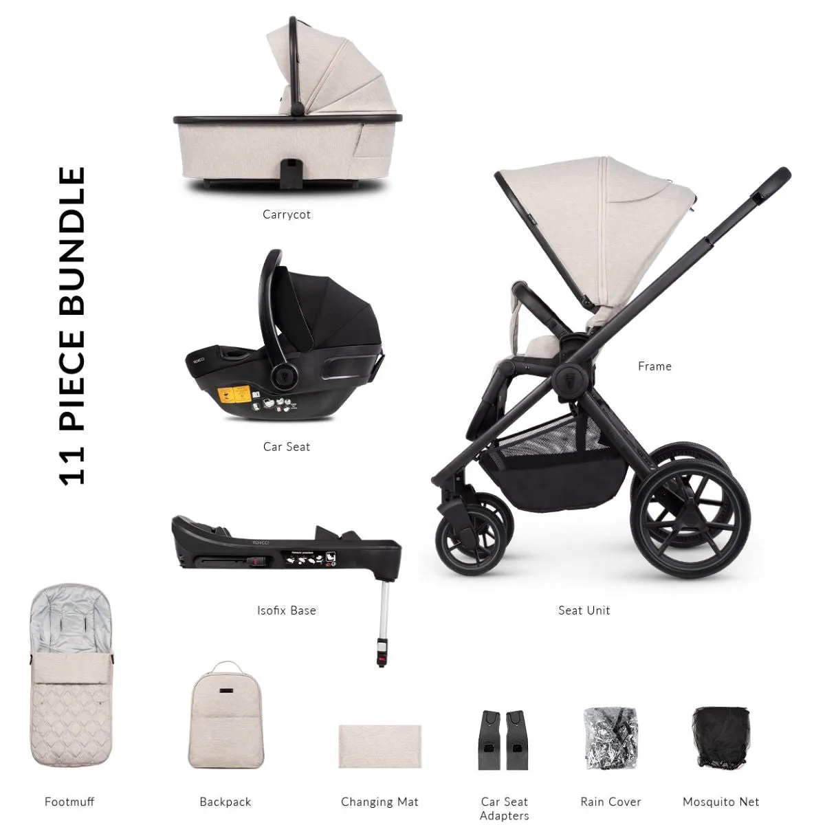 Venicci Tinum Edge 3in1   Isofix Base Complete Travel System Bundle