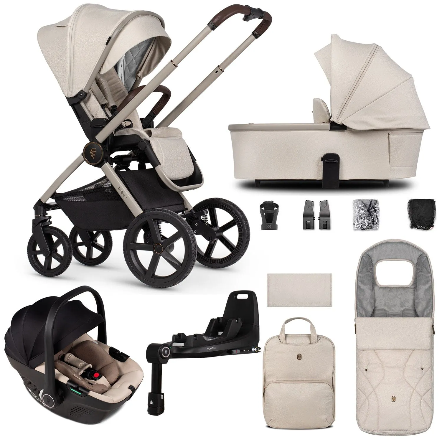 Venicci Tinum Upline 2 3 in 1 Travel System - Stone Beige